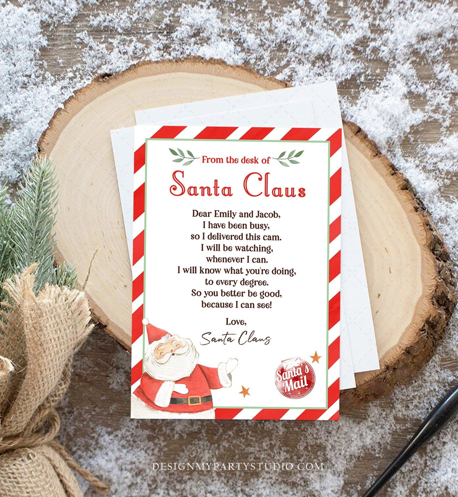 Editable Personalized Santa Cam Letter North Pole Express Mail Santa Claus Letter Letter from Santa Instant Download Printable Template 0358