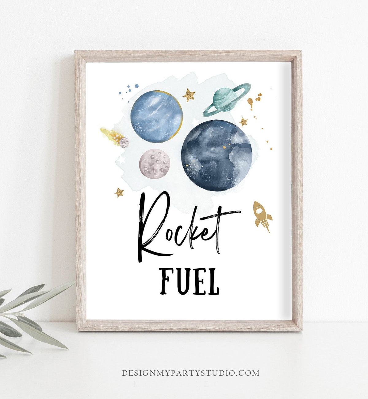 Rocket Fuel Space Party Sign Outer Space Birthday Sign Galaxy Party Decor Drinks Table Boy Snacks Sign Planets Astronaut Printable 0357