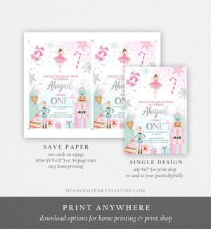 Editable Nutcracker Birthday Invitation Girl Land of Sweets Invite Winter Pink Girl Sugar Plum Fairy Download Printable Template Corjl 0352