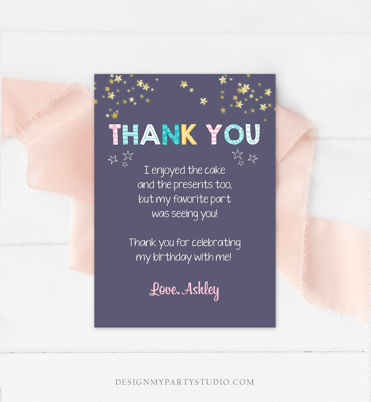 Editable Sleepover Party Thank You Card Note Pizza Pajamas Slumber Party Girl Pink Note Template Digital Download Printable Corjl 0218