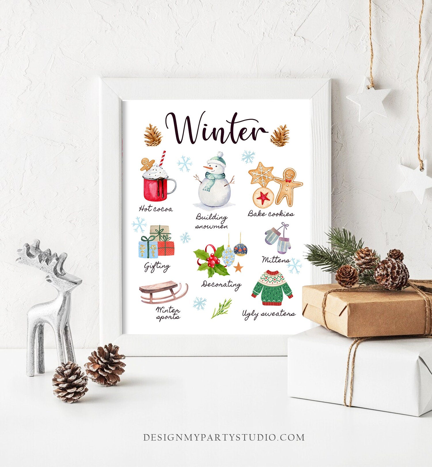 Winter Printable Wall Art Winter Decor Winter Print Homeschool Educational Poster Christmas Decor Classroom Digital Download PRINTABLE