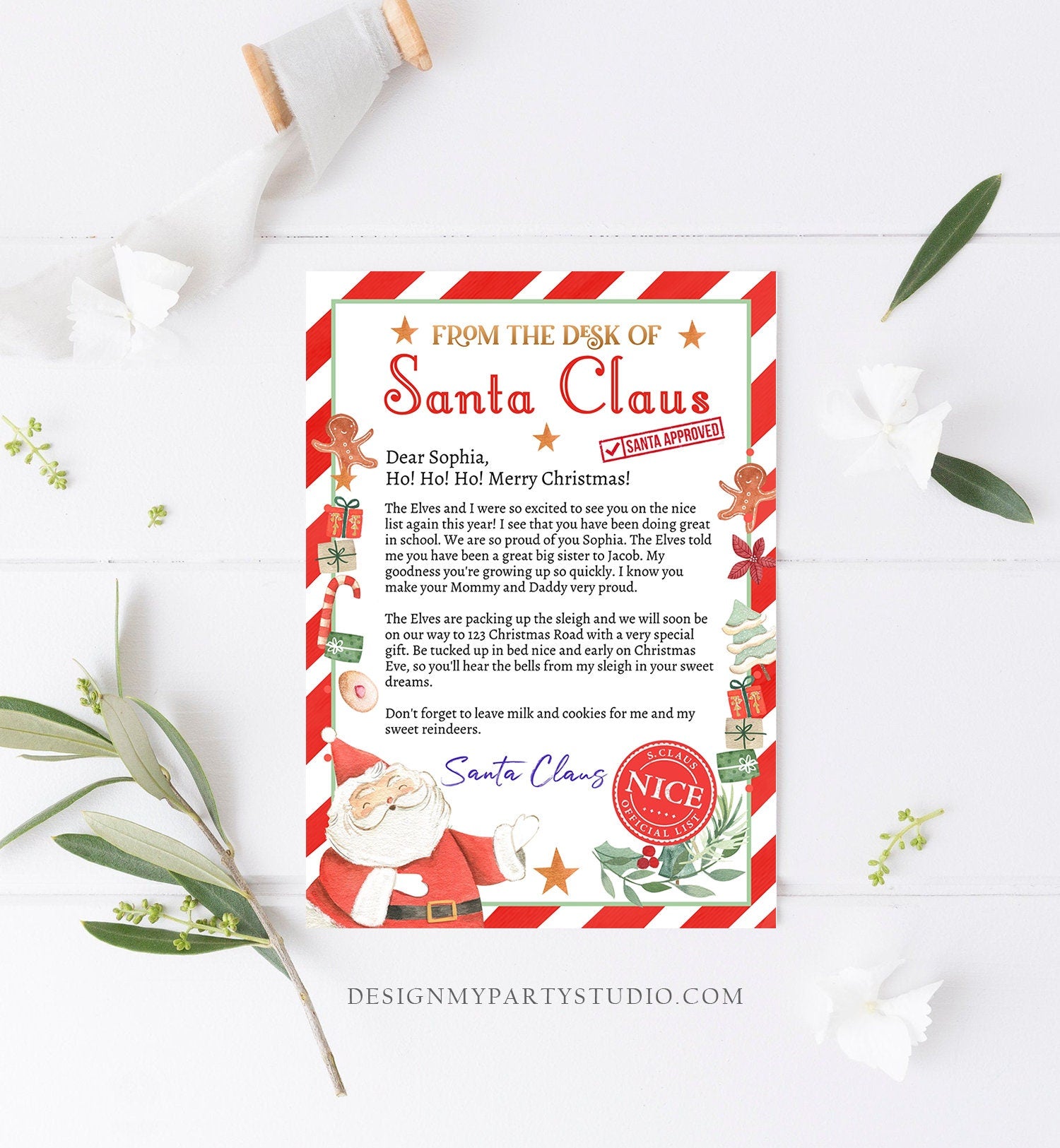 Editable Personalized Letter from Santa Claus From The Desk of Santa Christmas Eve North Pole Mail Instant Download Printable Template 0358