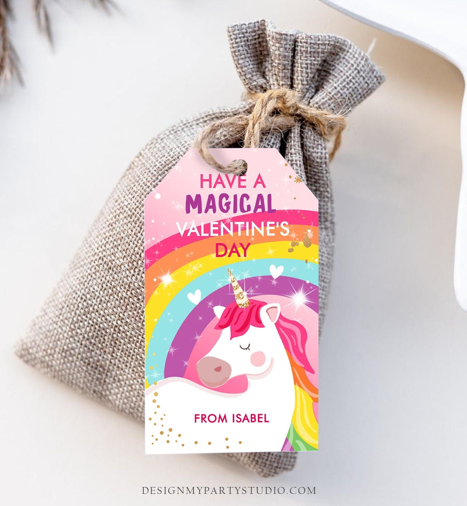 Editable Valentine Unicorn Tags Valentine Tags for Kids Magical Valentine's Day School Class Personalized Digital PRINTABLE 0323 0370