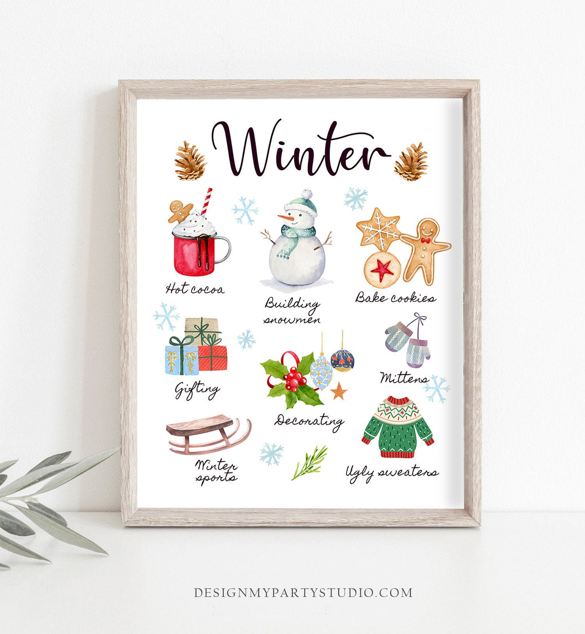 Winter Printable Wall Art Winter Decor Winter Print Homeschool Educational Poster Christmas Decor Classroom Digital Download PRINTABLE