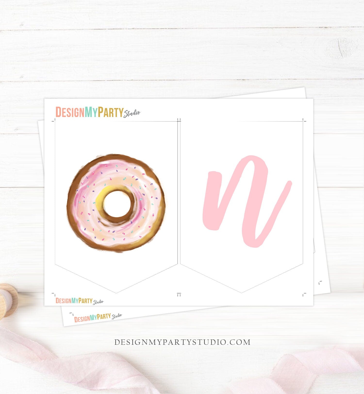 High Chair Banner Donut Birthday Girl 1st First Birthday Pink ONE Donut Grow Up Party Decor Sweet One PRINTABLE Instant Download 0368