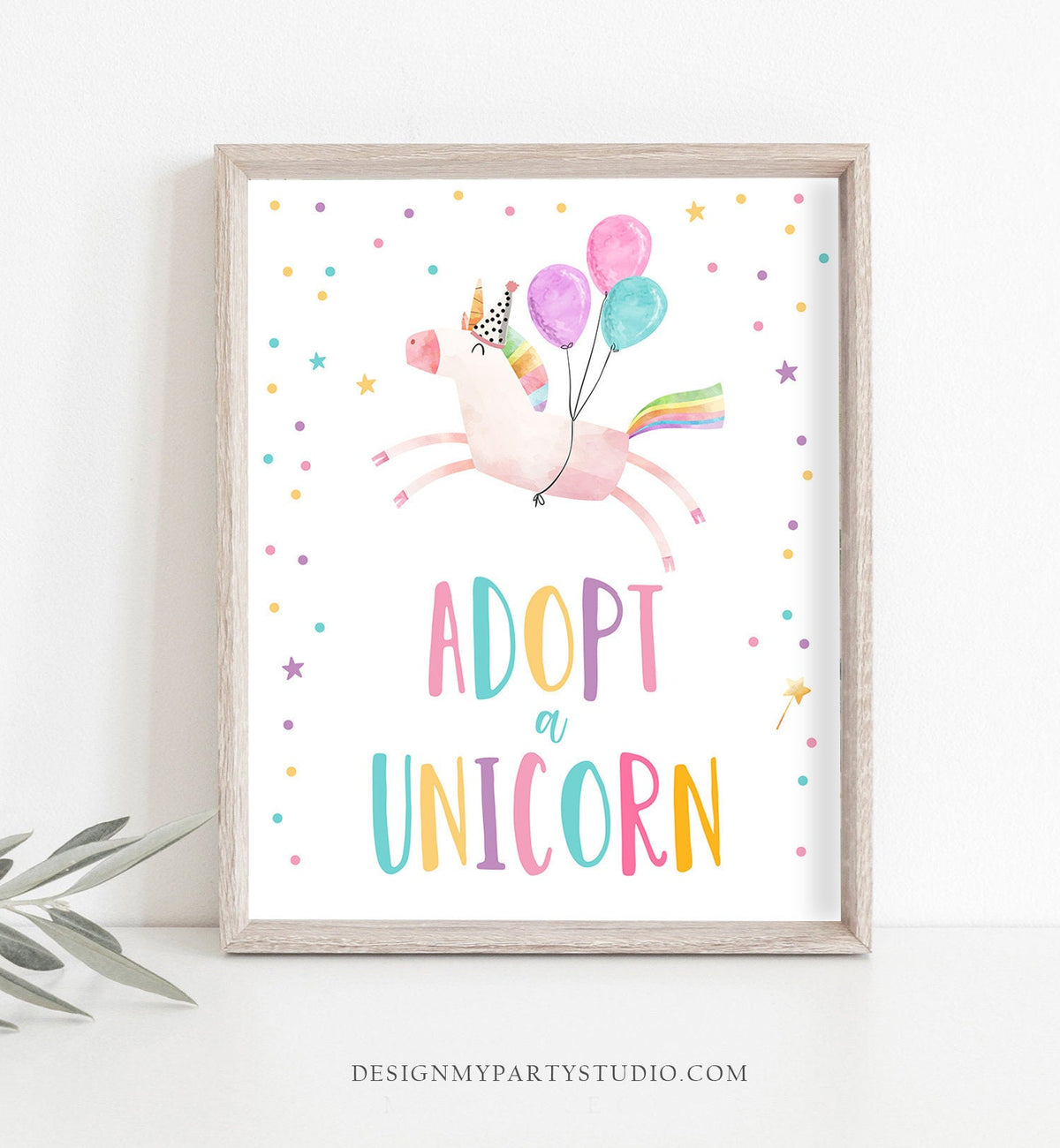 Adopt a Unicorn Birthday Sign Unicorn Adoption Sign Birthday Decor Magical Party Pink Gold Rainbow Sweet Girl Decor Download Printable 0336