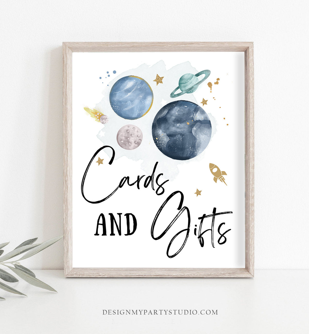 Cards and Gifts Sign Space Party Sign Outer Space Birthday Sign Galaxy Party Decor Gifts Table Boy Astronaut Sign Planets Printable 0357