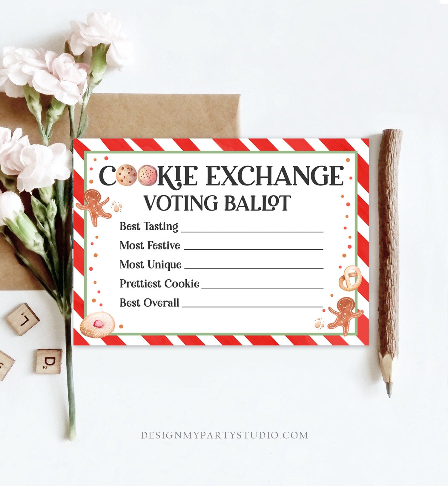 Editable Holiday Cookie Exchange Party Pack Christmas Cookie Swap Party Decorations Holiday Cookie Kit Digital Template Printable 0358