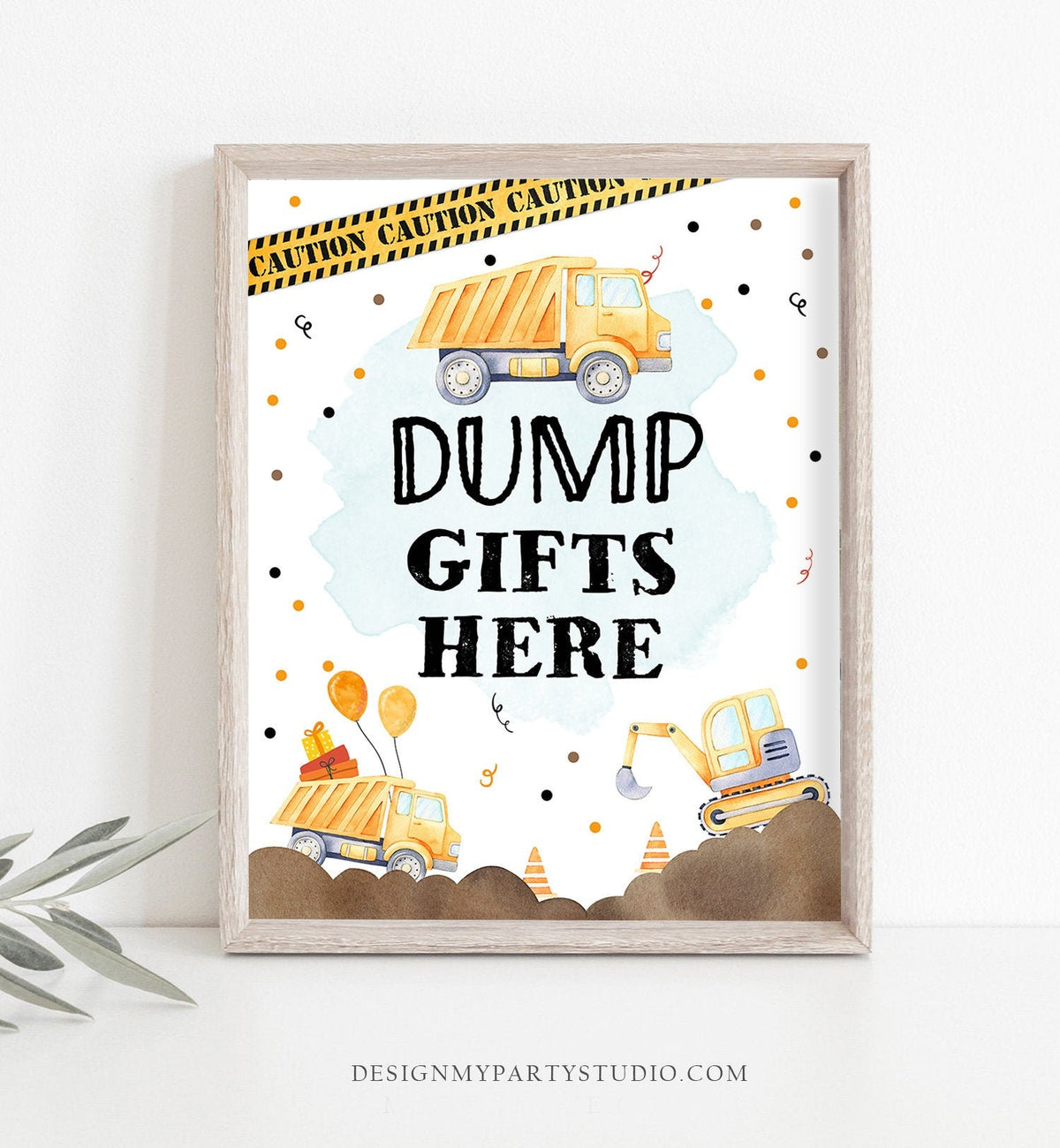 Dump Gifts Here Sign Construction Birthday Sign Cards and Gifts Table Construction Party Decor Yellow Dump Truck Gifts Sign PRINTABLE 0374