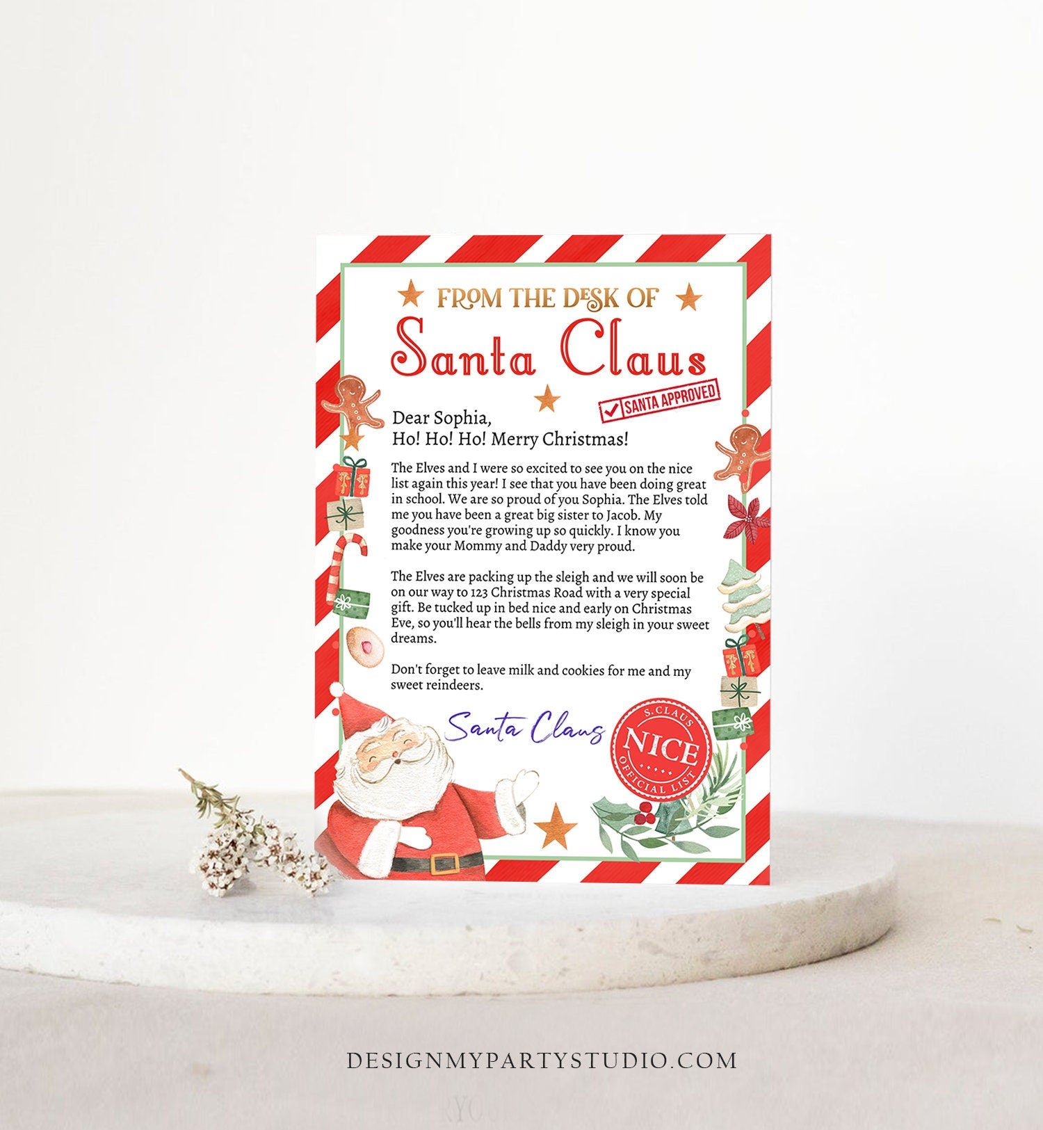 Editable Personalized Letter from Santa Claus From The Desk of Santa Christmas Eve North Pole Mail Instant Download Printable Template 0358