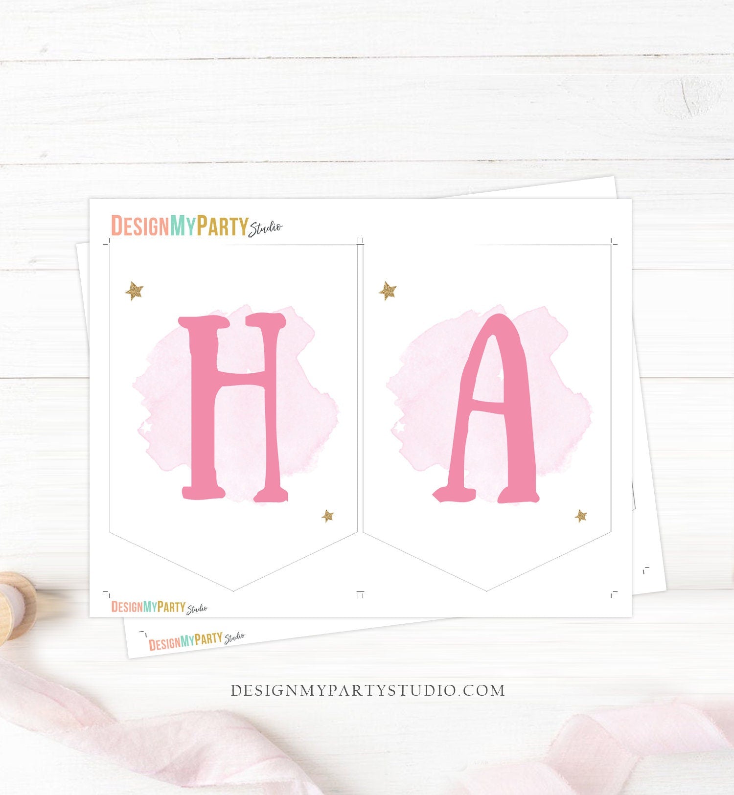 Happy Birthday Banner Outer Space Planets Banner Girl Galaxy First Birthday Decorations Rocket Instant download PRINTABLE DIGITAL DIY 0357