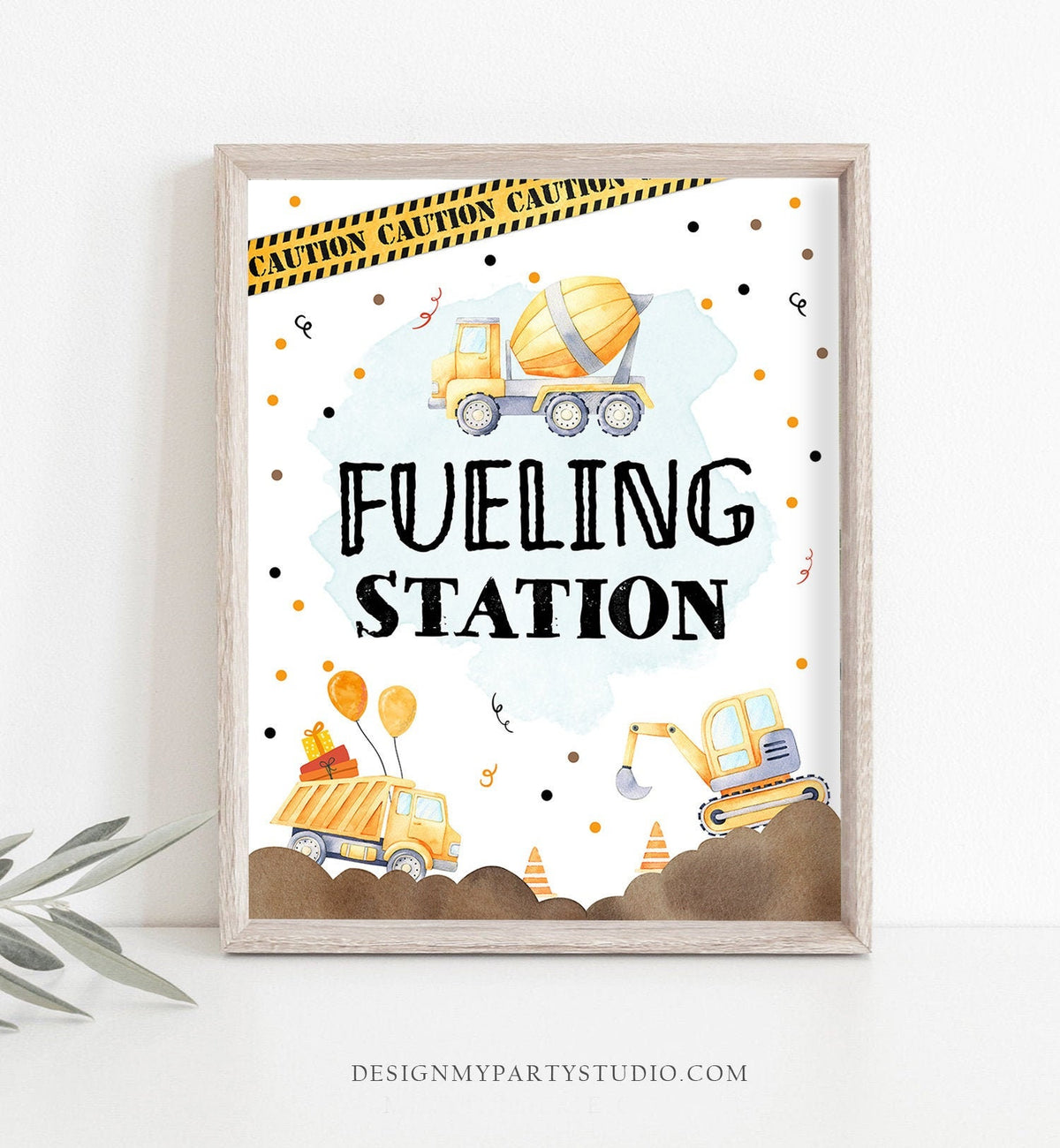 Fueling Station Sign Construction Birthday Sign Food Table Construction Party Decor Yellow Dump Truck Table Decor Drinks Printable 0374