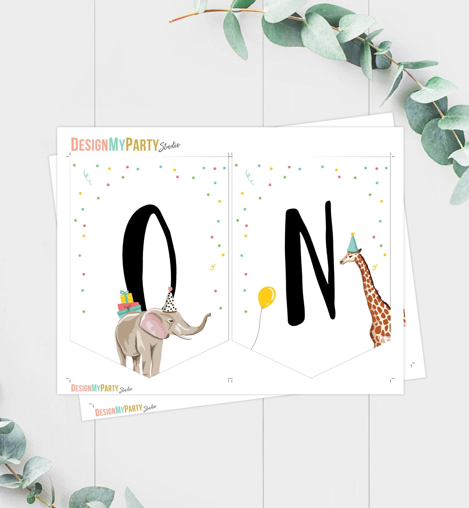 High Chair ONE Birthday Banner Party Animals Safari Animals Wild One First Birthday 1st Decorations Boy Girl Zoo Download Printable 0142