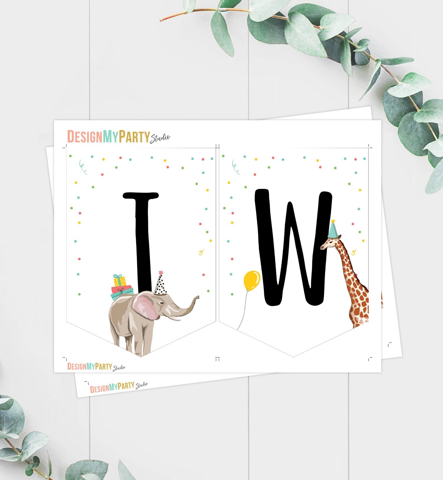 High Chair Banner Two Party Animals Safari Animals Birthday Banner 2nd Birthday Second Birthday Decor Boy Girl Zoo Download Printable 0142