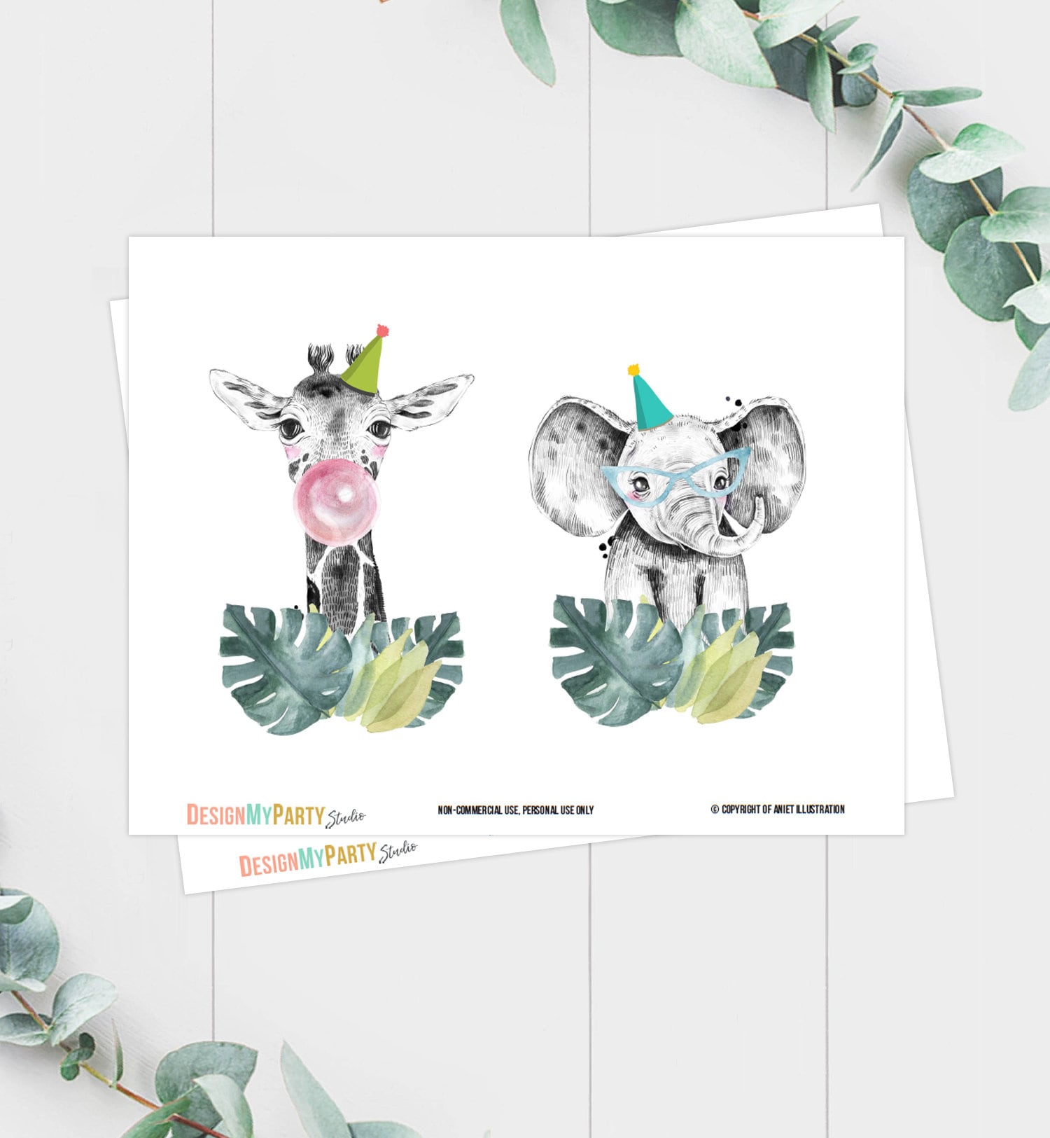 Printable Party Animals Centerpieces Safari Animals Birthday Party Jungle Cake Topper Table Decor Zoo Wild One Decorations DIY Digital 0322