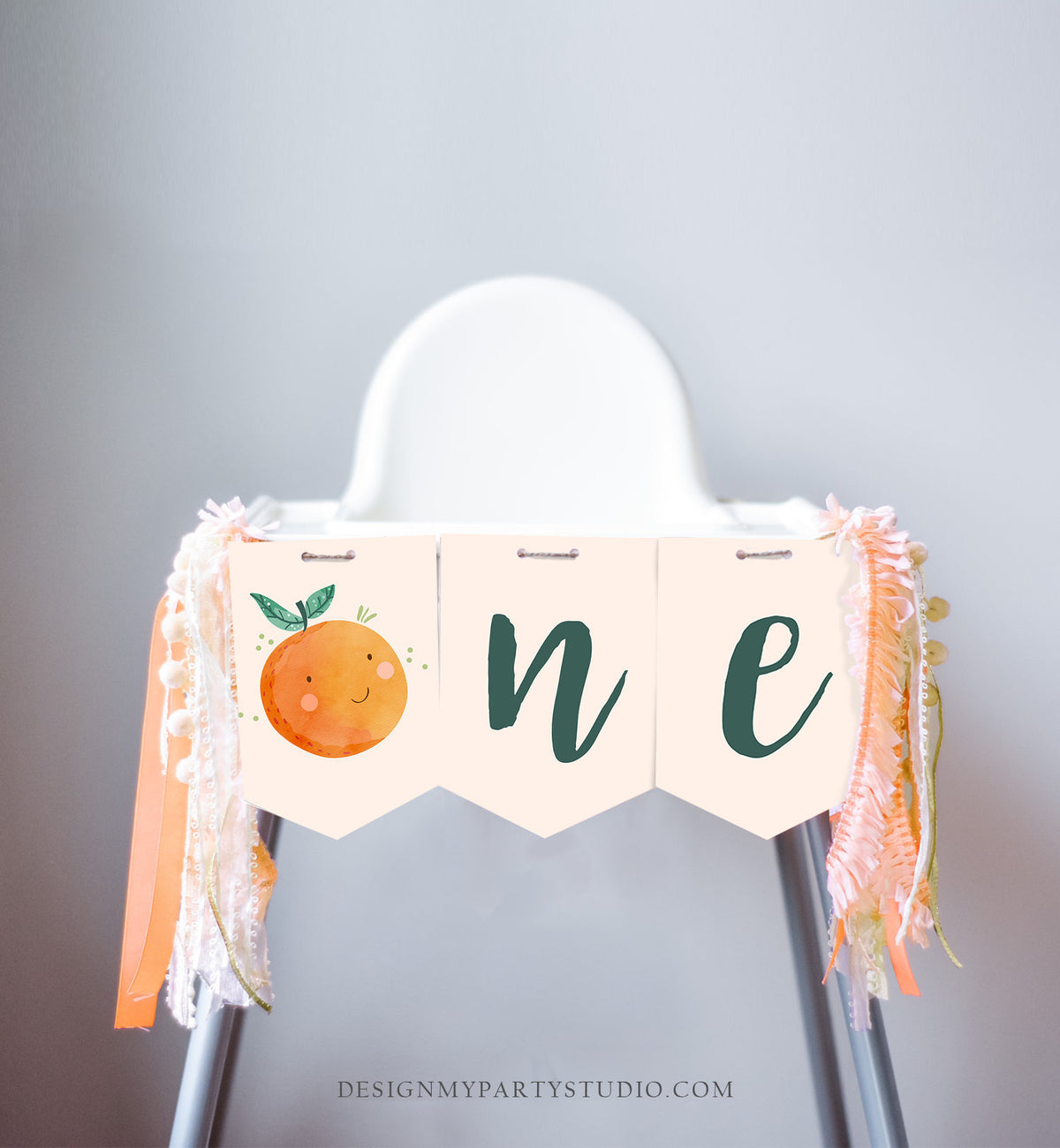 Little Cutie High Chair Banner Oranges 1st First Birthday Girl Boy High Chair ONE Banner Party Decor Cutie Citrus PRINTABLE Digital 0330