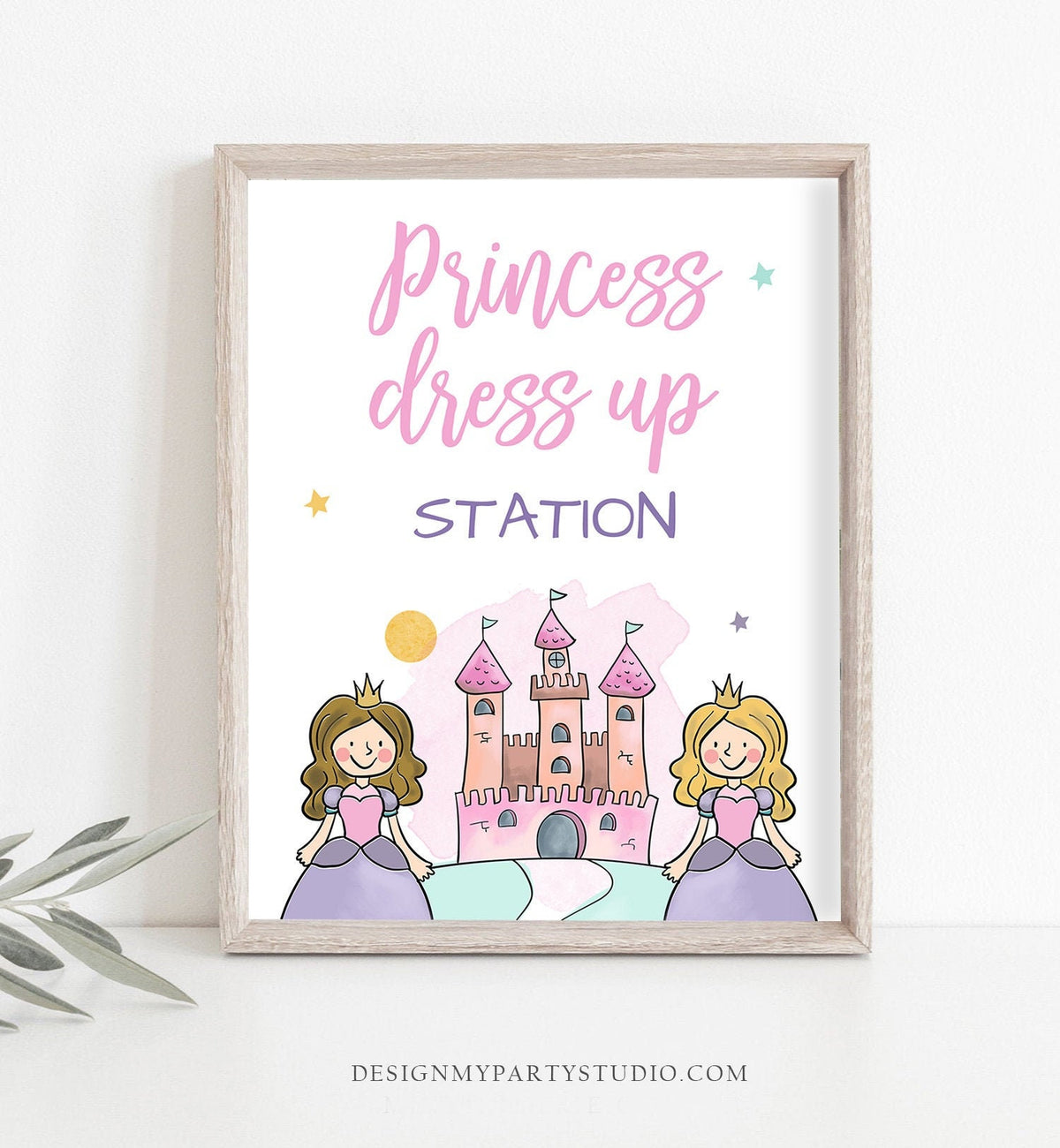 Princess Dress Up Station Sign Princess Birthday Party Sign Pink Princess Decorations Fairytale Printable Instant Download PRINTABLE 0385