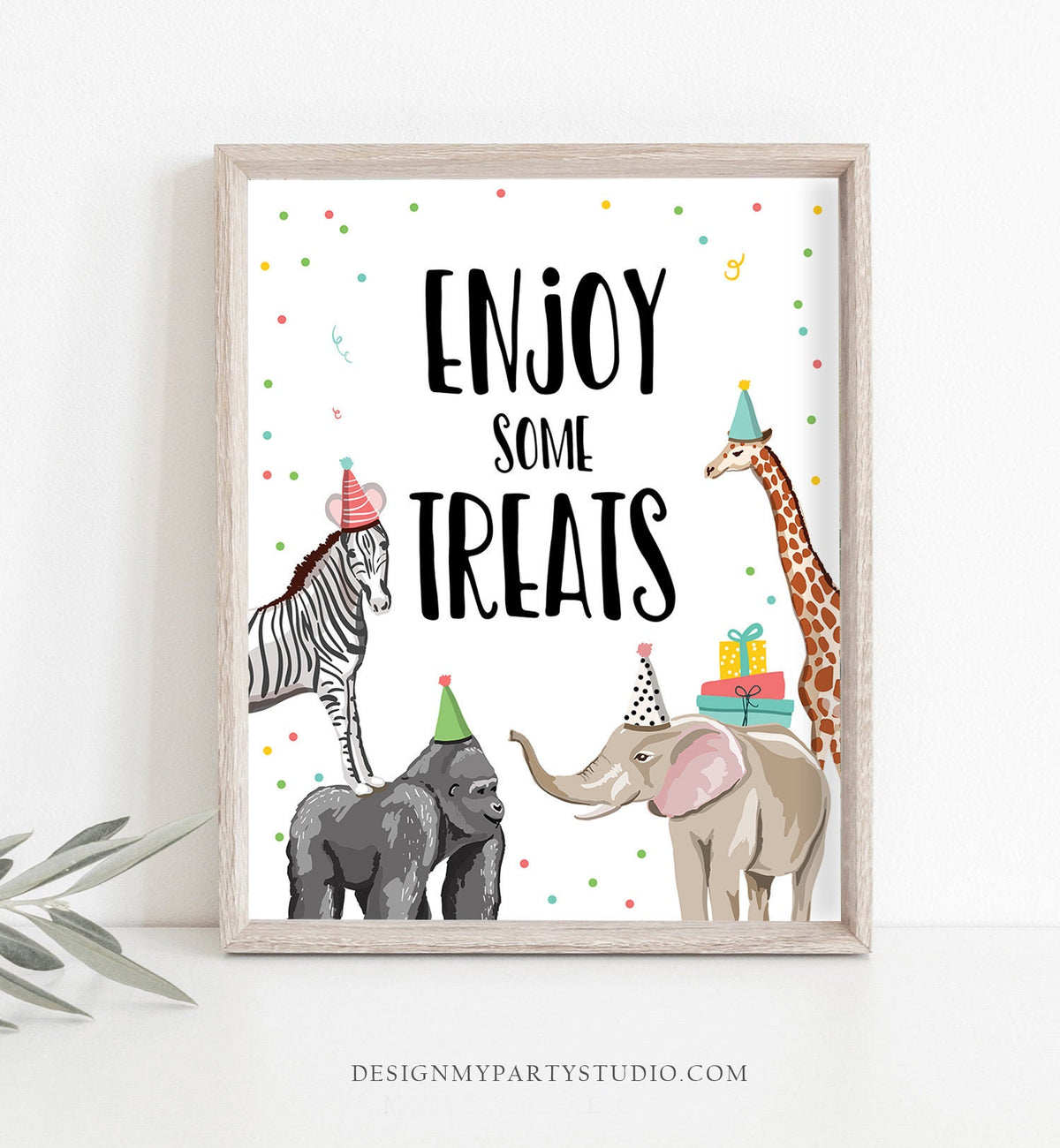 Enjoy Some Sweet Treats Birthday Sign Party Food Table Bar Snacks Safari Animals Party Animals Zoo Girl Boy Decor Download Printable 0142