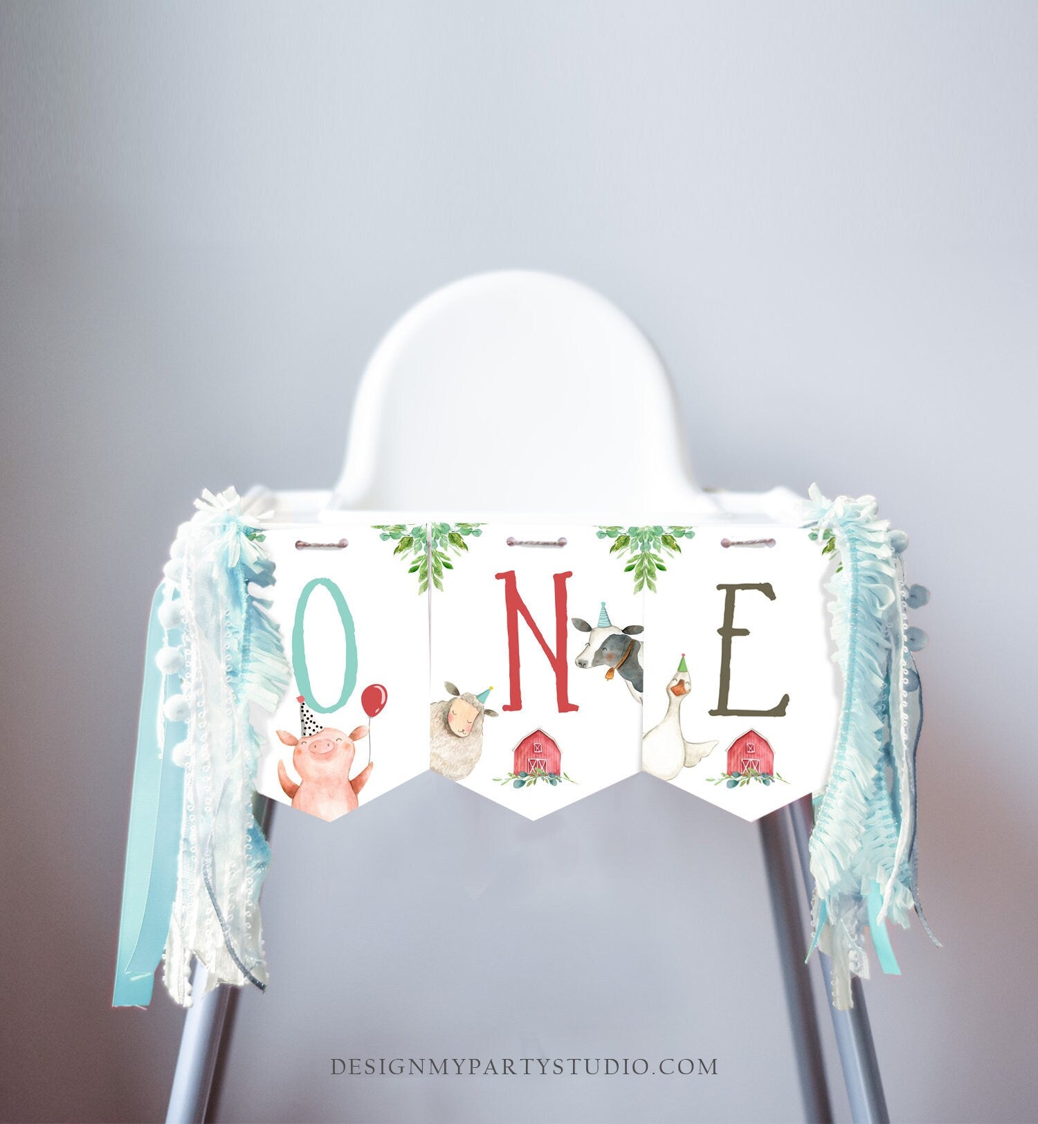 Boy Farm High Chair Banner Boy Farm 1st Birthday Banner High Chair One Banner Farm Animals 1st Birthday Decorations PRINTABLE Digital 0155