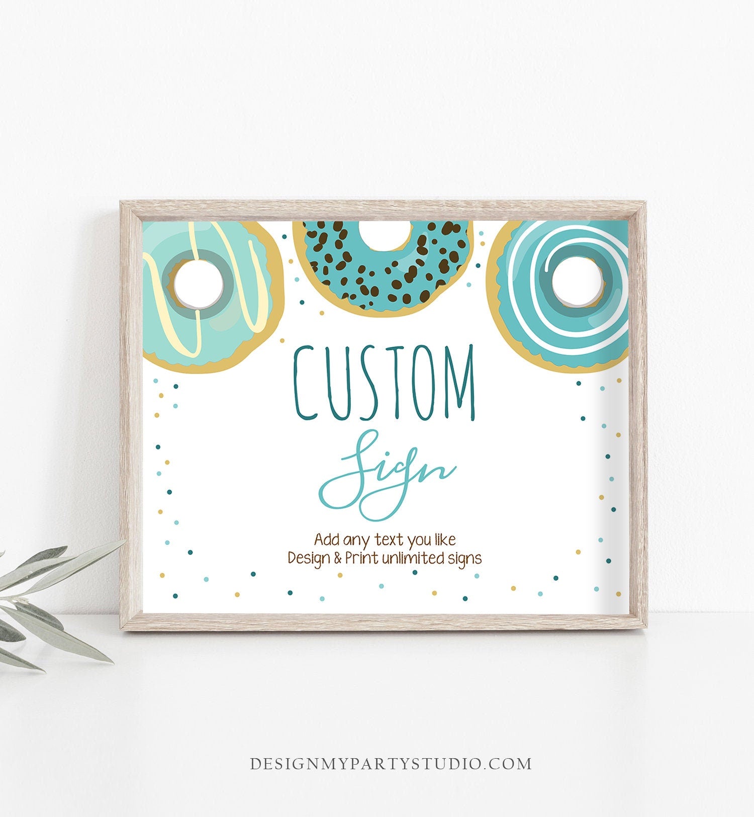 Editable Donut Sign Birthday Bridal Shower Baby Shower Boy Blue Wedding Custom Yard Sign Doughnut Sweet Party 16x20 Corjl Template 0050