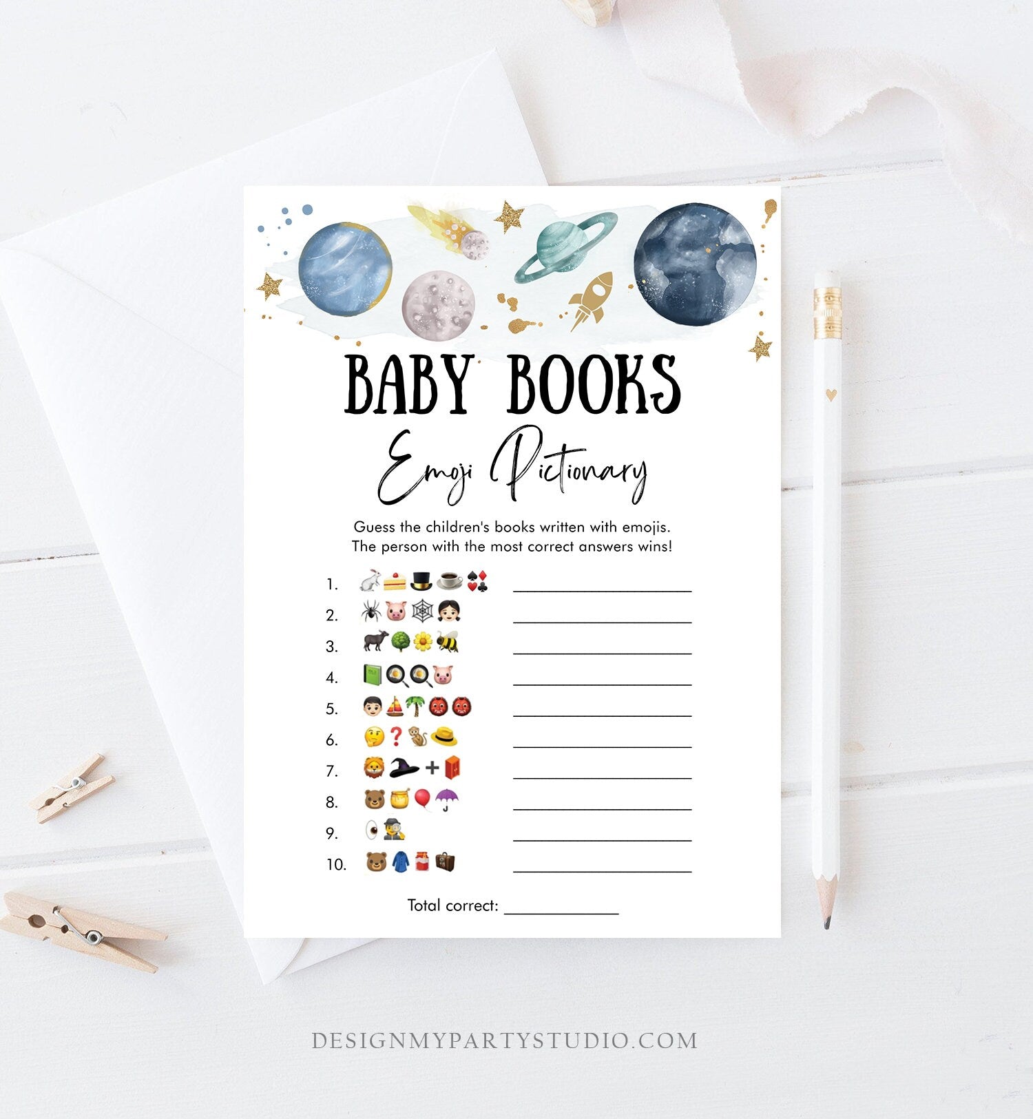 Editable Space Planets Baby Shower Games Bundle Outer Space Houston We Have a Boy Rocket Couples Activity Printable Corjl Template 0357