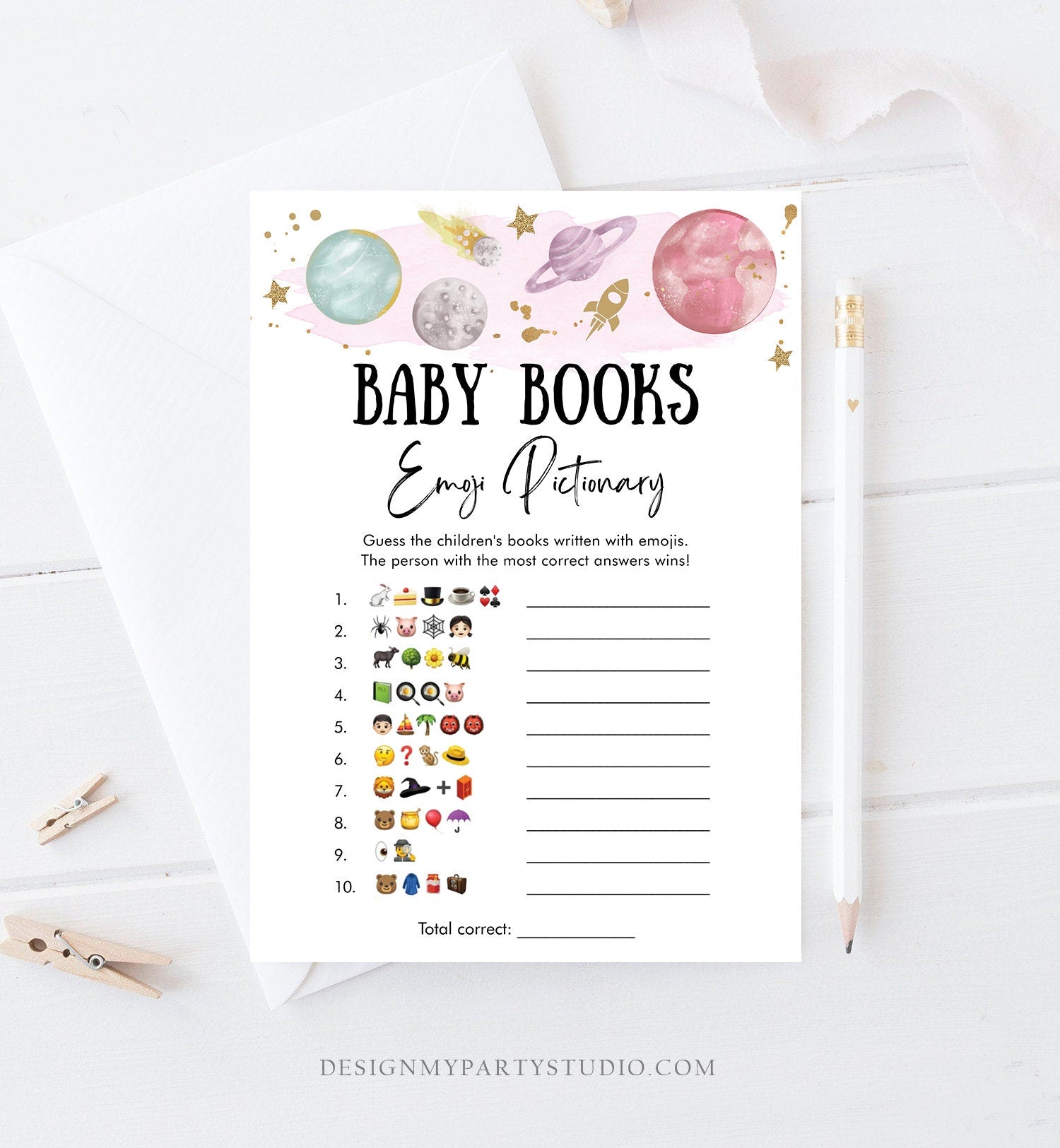 Editable Space Planets Baby Shower Games Bundle Outer Space Houston We Have a Girl Rocket Couples Activity Digital Template Printable 0357