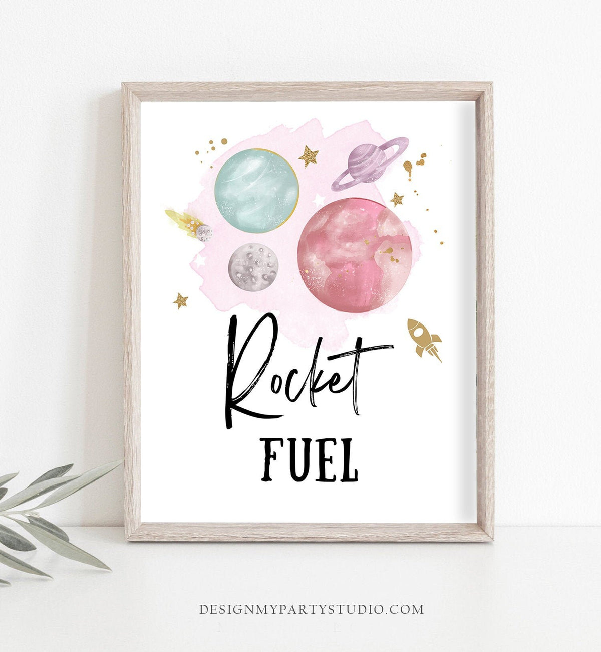 Rocket Fuel Space Party Sign Outer Space Birthday Sign Galaxy Party Decor Drinks Table Girl Snacks Sign Planets Astronaut Printable 0357