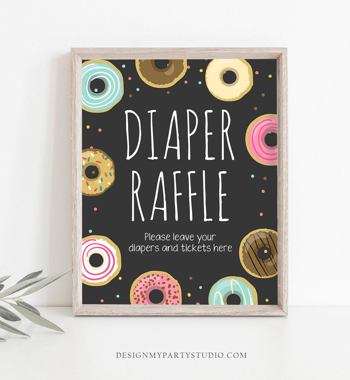 Diaper Raffle Sign Donut Baby Shower Signs Tickets Diapers Sprinkle Party Donut Shower Donut Table Shower Decor Download PRINTABLE 0050