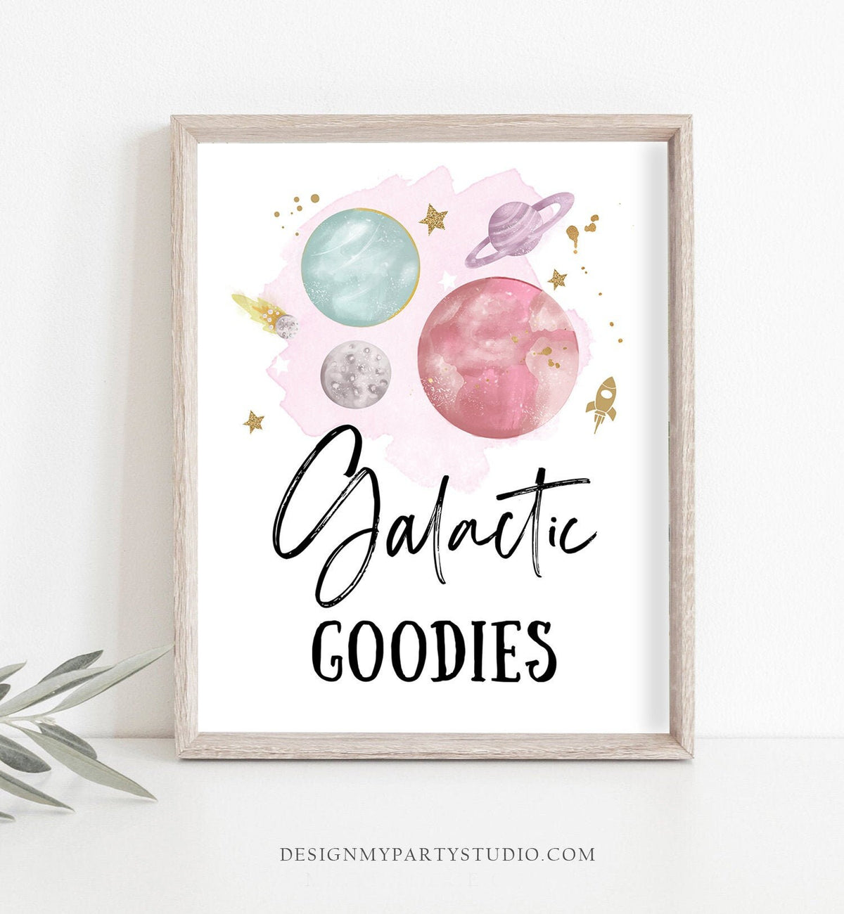 Galactic Goodies Space Party Sign Outer Space Birthday Sign Galaxy Party Decor Favors Table Dessert Girl Snacks Sign Planets Printable 0357