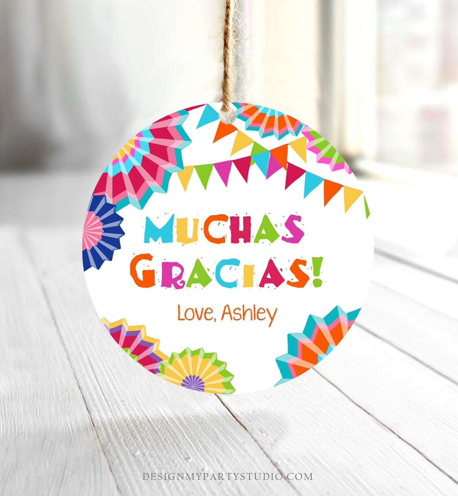 Editable Muchas Gracias Fiesta Favor Tag Thank You Tags Cactus Succulent Mexican Birthday Baby Bridal Shower Taco Bout Corjl Template 0045