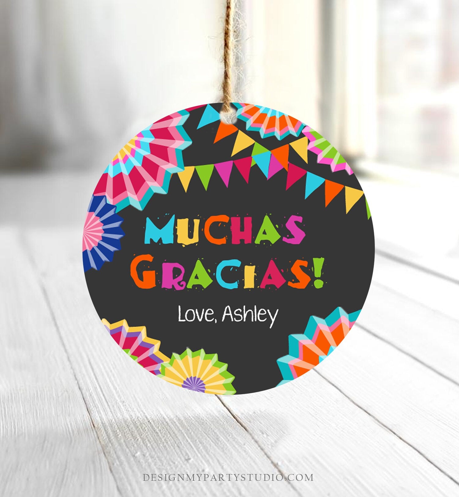 Editable Muchas Gracias Fiesta Favor Tag Thank You Tags Cactus Succulent Mexican Birthday Baby Bridal Shower Taco Bout Corjl Template 0045