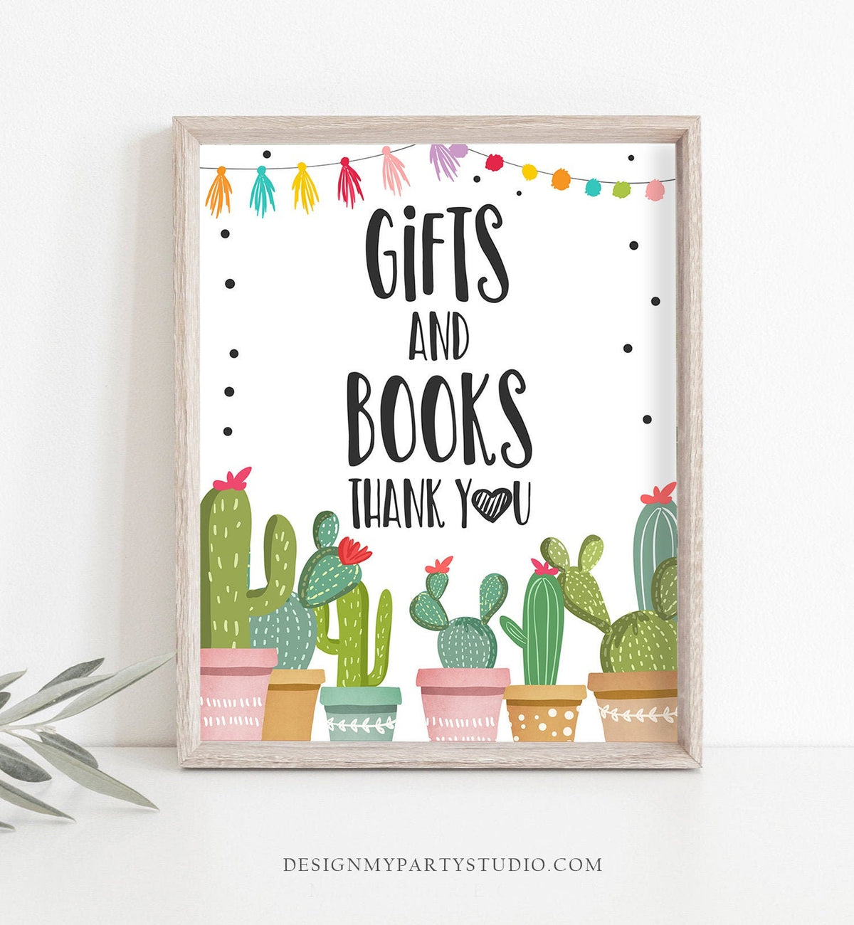 Gifts and Books Sign Fiesta Cactus Cards and Gifts Thank You Succulent Table Baby Shower Decor Mexican 8x10 Instant Download Printable 0254