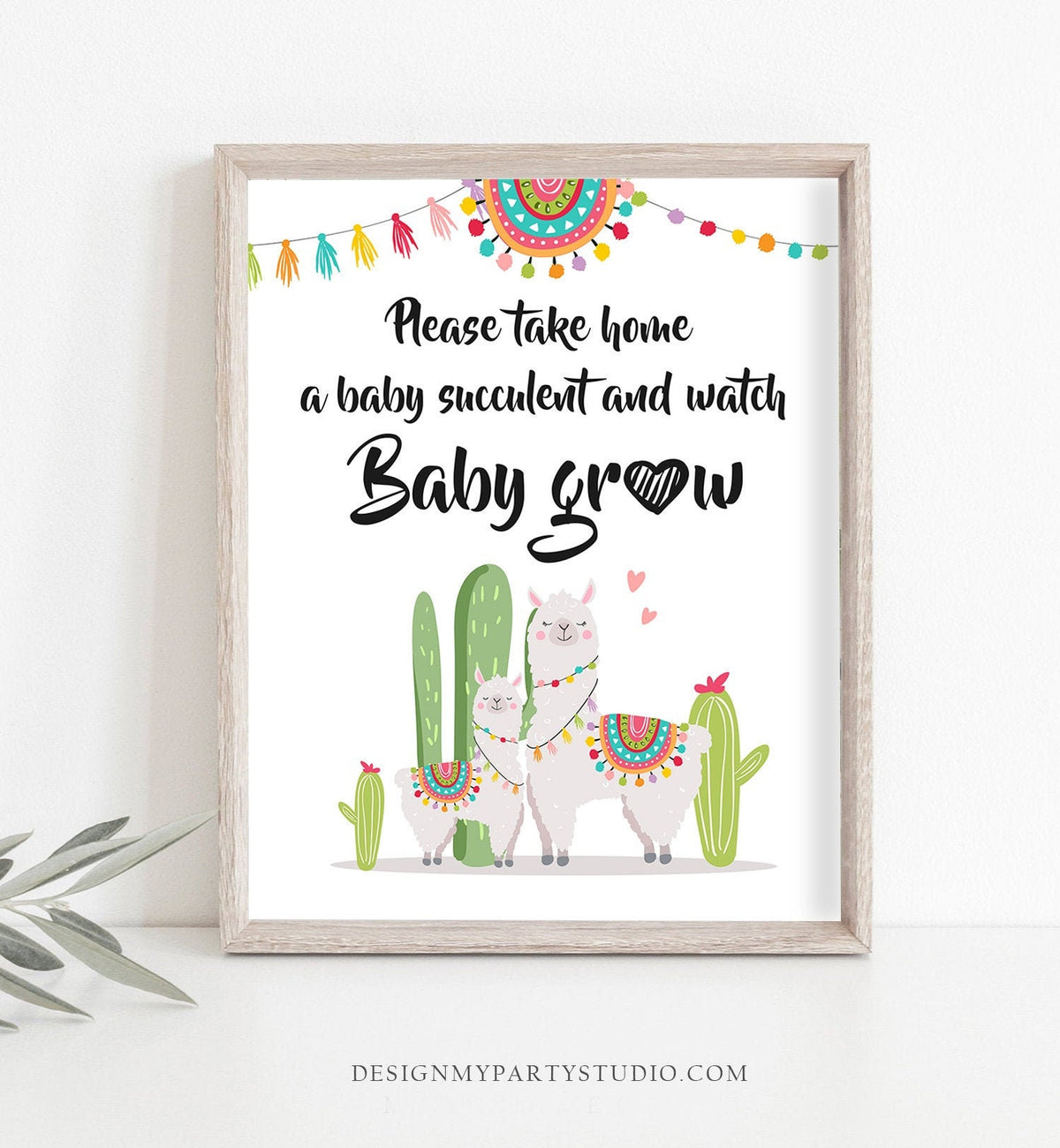 Llama Succulent Favors Sign Watch Me Grow Sign Cactus Baby Shower Decor Fiesta Shower Favor Cactus Instant Download 8x10 PRINTABLE 0079