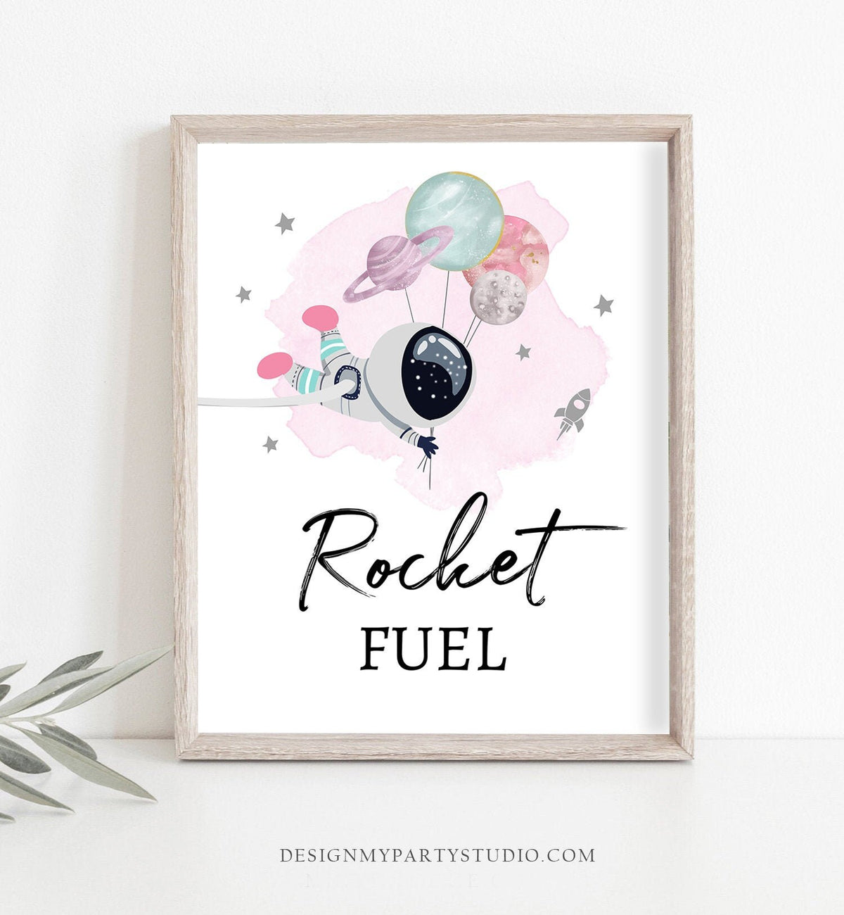 Rocket Fuel Astronaut Party Sign Outer Space Birthday Sign Galaxy Party Decor Drinks Table Girl Snacks Sign Planets Astronaut Printable 0366