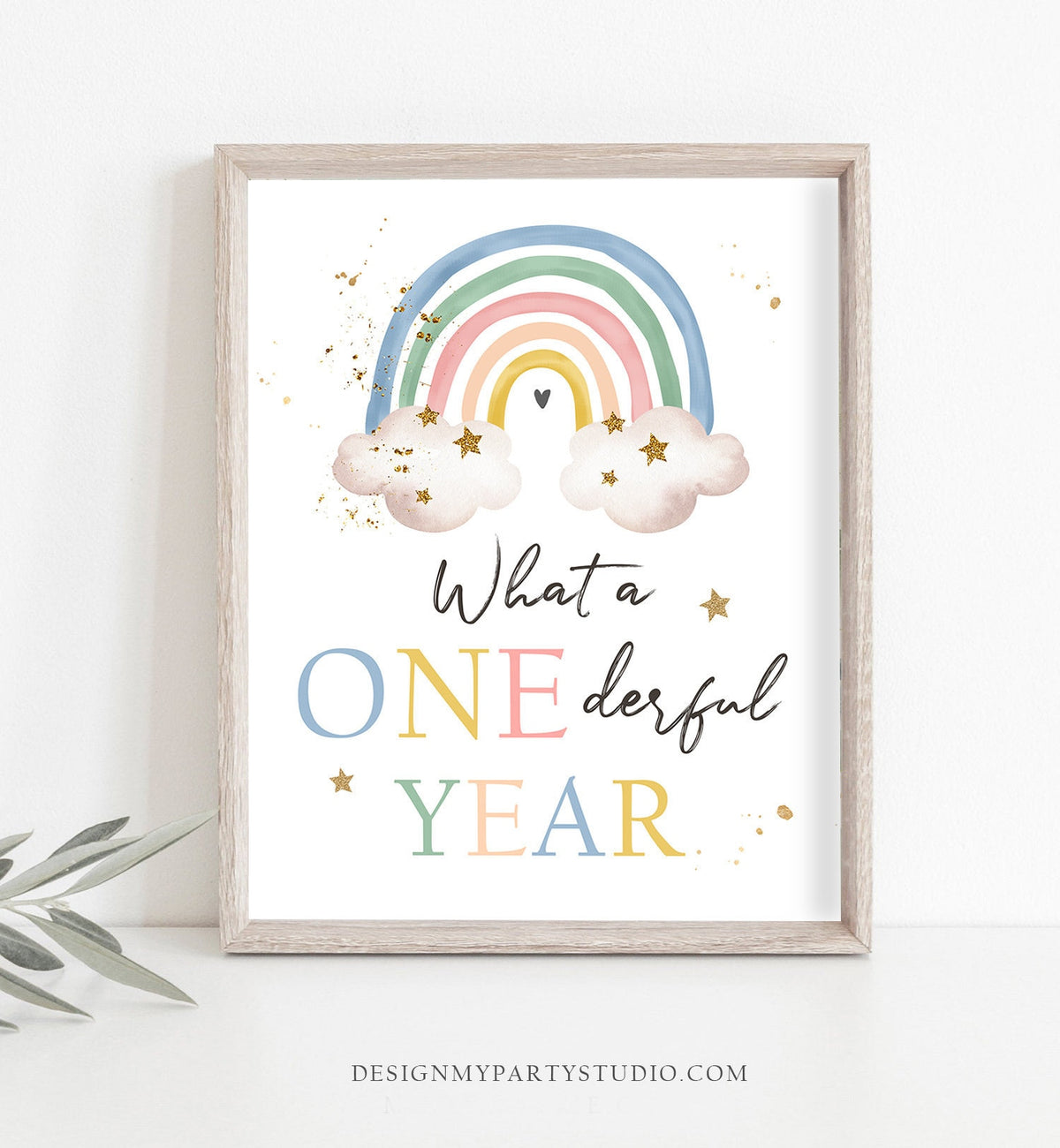 First Birthday Sign 1st Birthday Party Sign Rainbow Birthday Onederful Year Sign Rainbow Party Decor Neutral Pastel Download Printable 0387