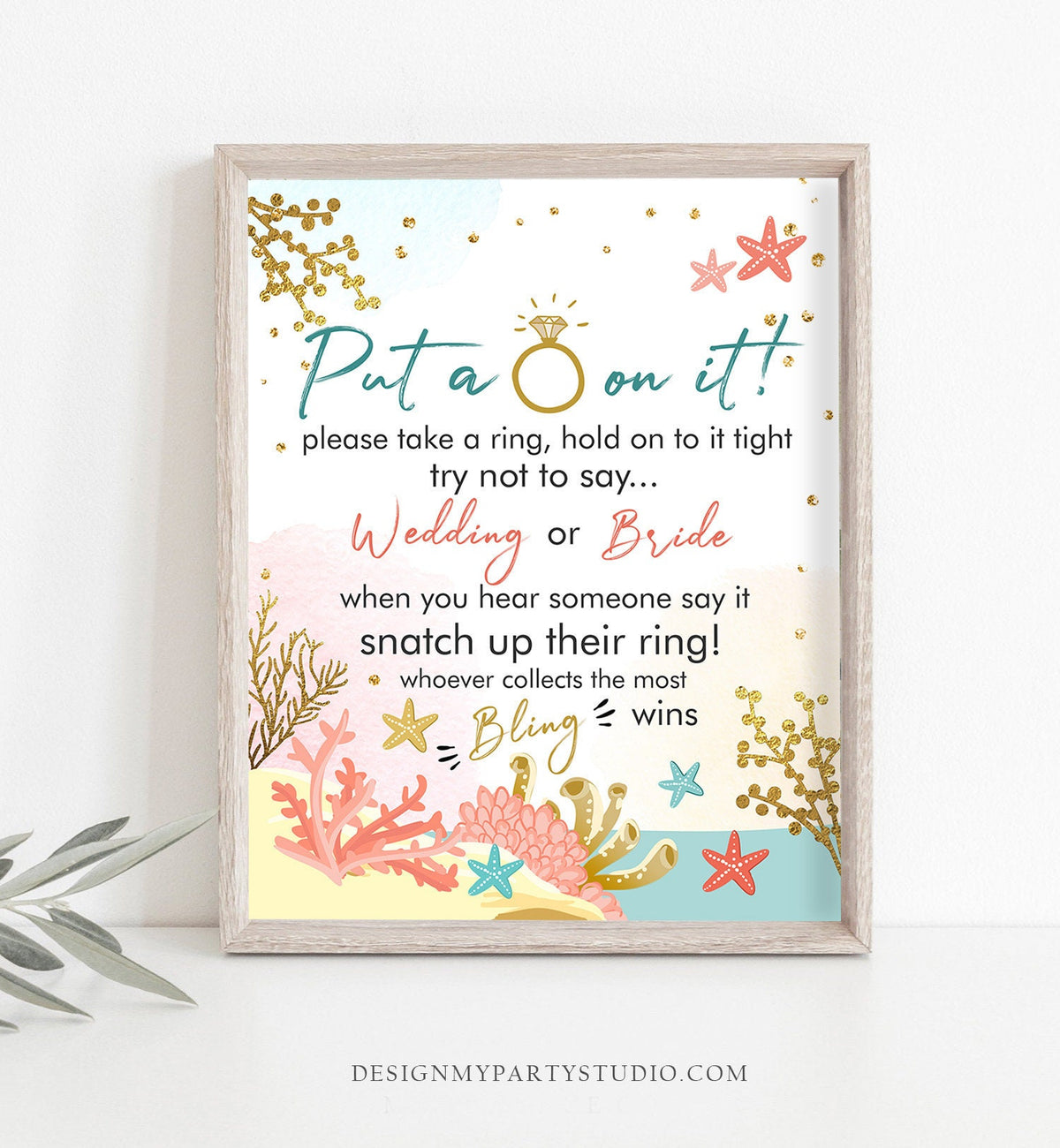 Put a Ring on It Bridal Shower Game Don&#39;t Say Bride Beach Bridal Shower Ocean Nautical Take a Ring Game Shower Games Download PRINTABLE 0129