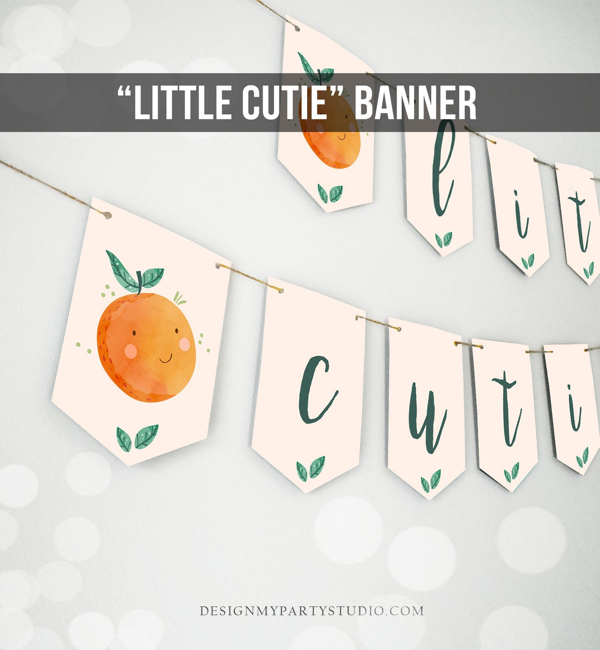 Little Cutie Banner Oranges Birthday Girl Boy High Chair Birthday Party Banner Decor Cutie Citrus Orange Digital Download PRINTABLE 0330