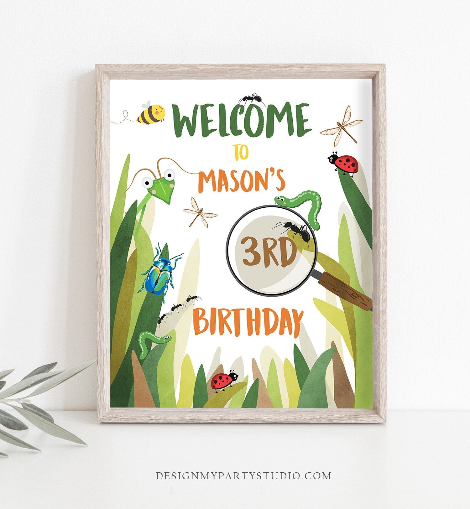 Editable Bug Birthday Welcome Sign Boy Bug Party Outdoor Bug Hunt Birthday Sign Table Sign Bugging Download Corjl Template PRINTABLE 0090