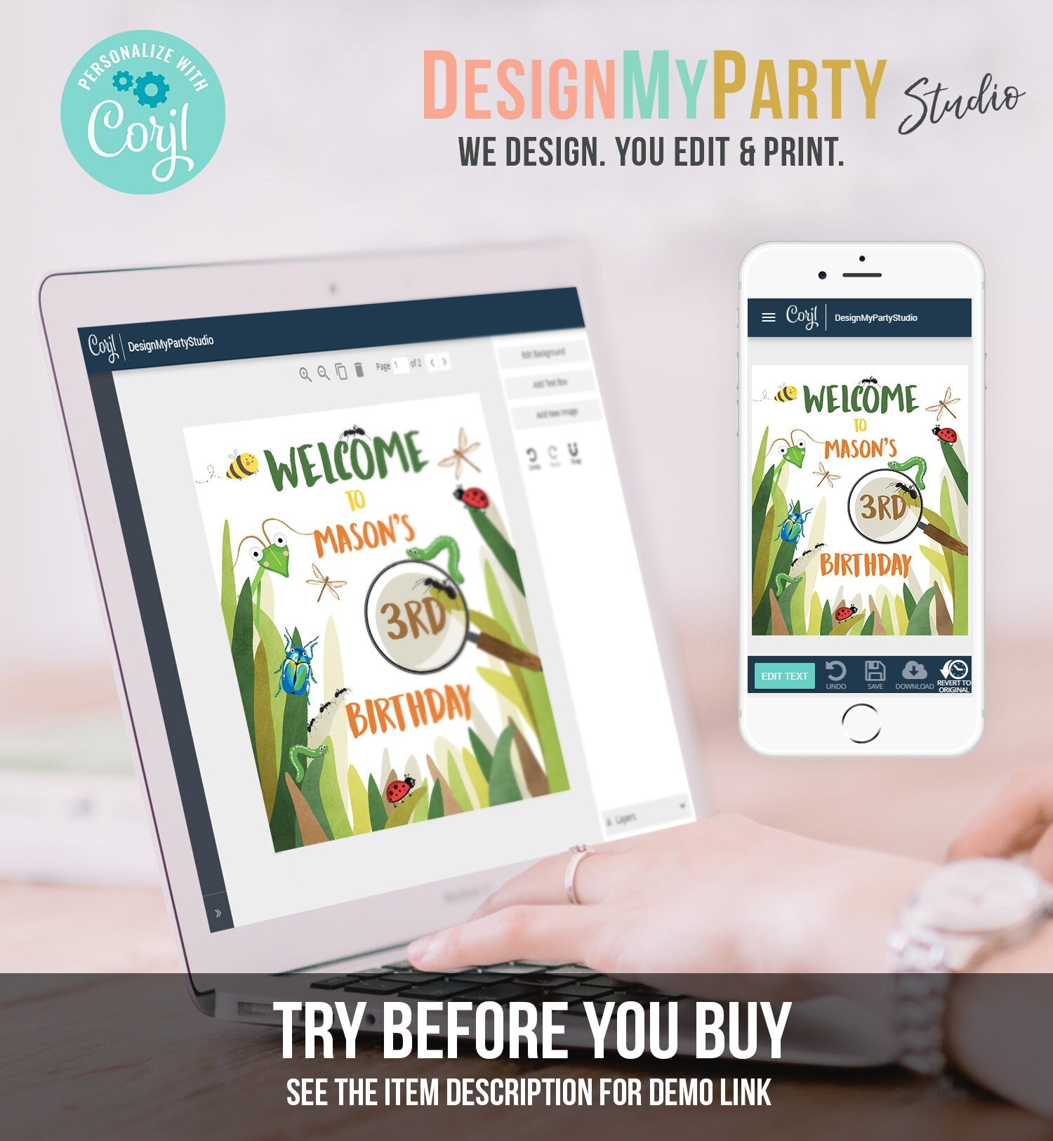 Editable Bug Birthday Welcome Sign Boy Bug Party Outdoor Bug Hunt Birthday Sign Table Sign Bugging Download Corjl Template PRINTABLE 0090