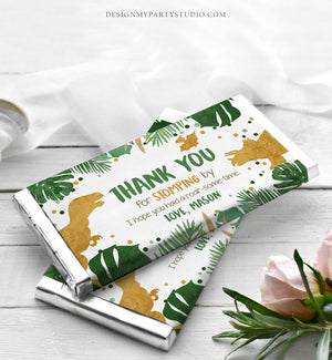 Editable Dinosaur Chocolate Bar Labels Candy Bar Wrapper Safari Tropical Gold Boy Birthday Party Download Corjl Template Printable 0146