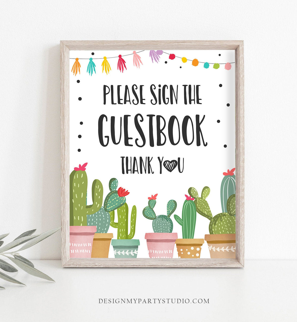 Please Sign the Guestbook Sign Fiesta Cactus Thank You Succulent Table Baby Bridal Shower Decor Mexican 8x10 Wedding Download Printable 0254