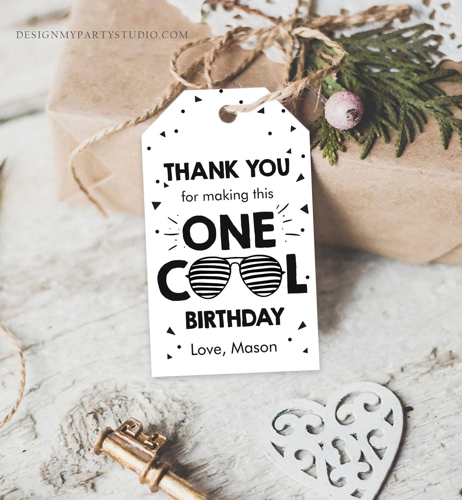 Editable One Cool Dude Favor Tags Birthday Thank You Tags Boy First Birthday 1st Gift Tags Sunglasses Download Corjl Template Printable 0136