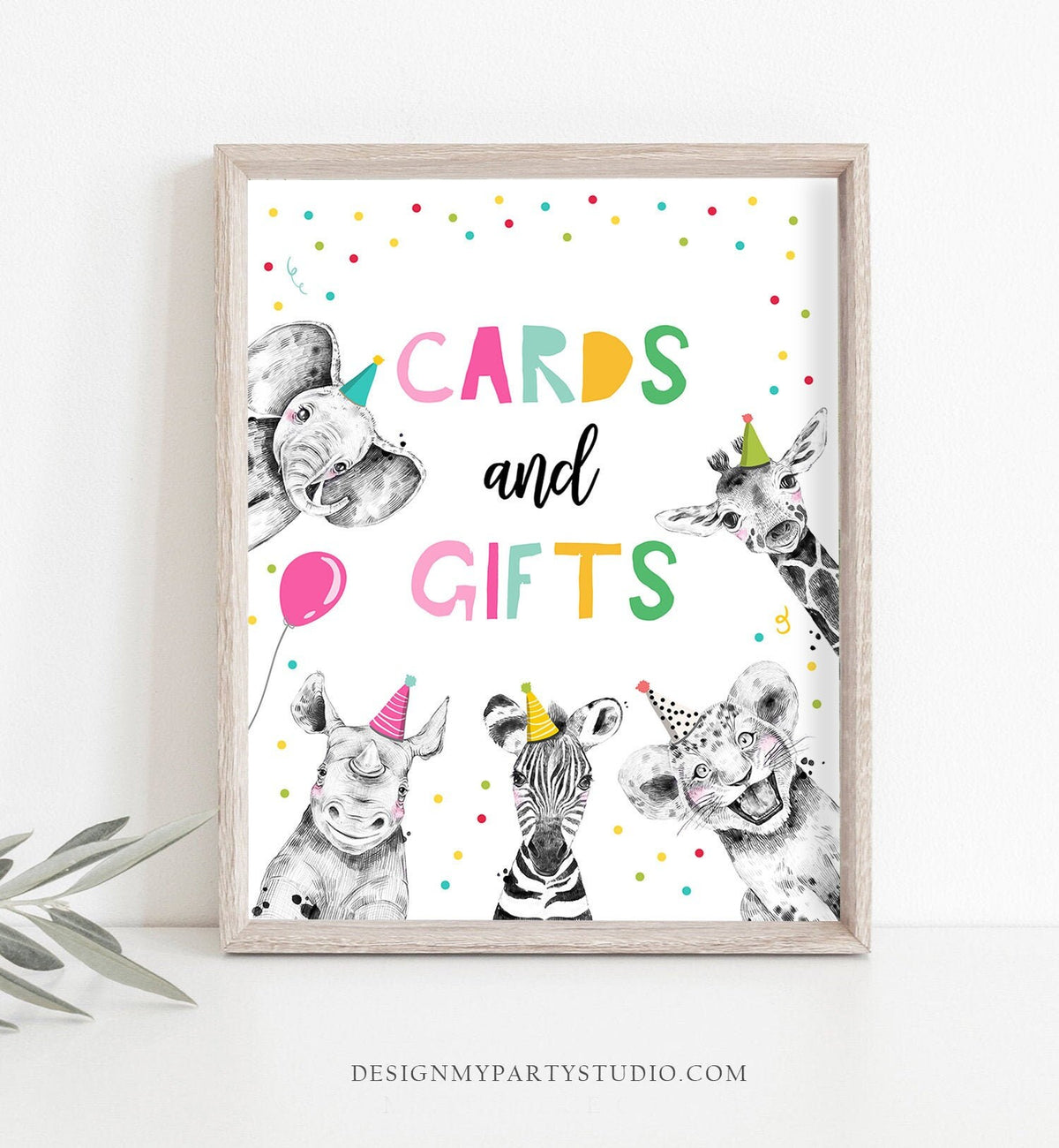 Cards and Gifts Birthday Sign Party Animals Wild Safari Animals Thank You Table Gift Sign Zoo Girl Pink Decor Download Printable 0390