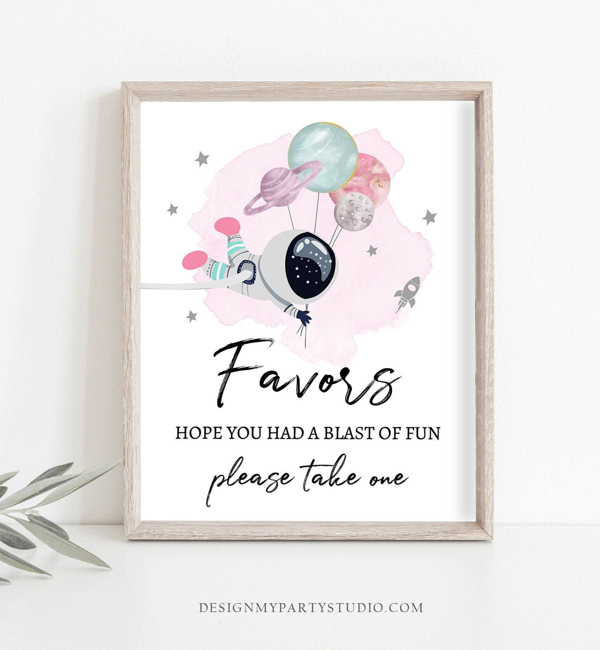 Favors Sign Space Party Sign Outer Space Birthday Sign Galaxy Party Decor Favors Table Thank You Girl Take a Treat Planets Printable 0366