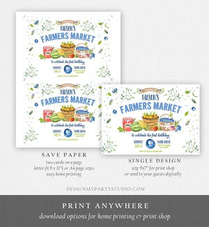 Editable Farmers Market Birthday Invitation Blueberry Strawberry Farm Party Fruits Market Home Grown Corjl Template Printable 0144