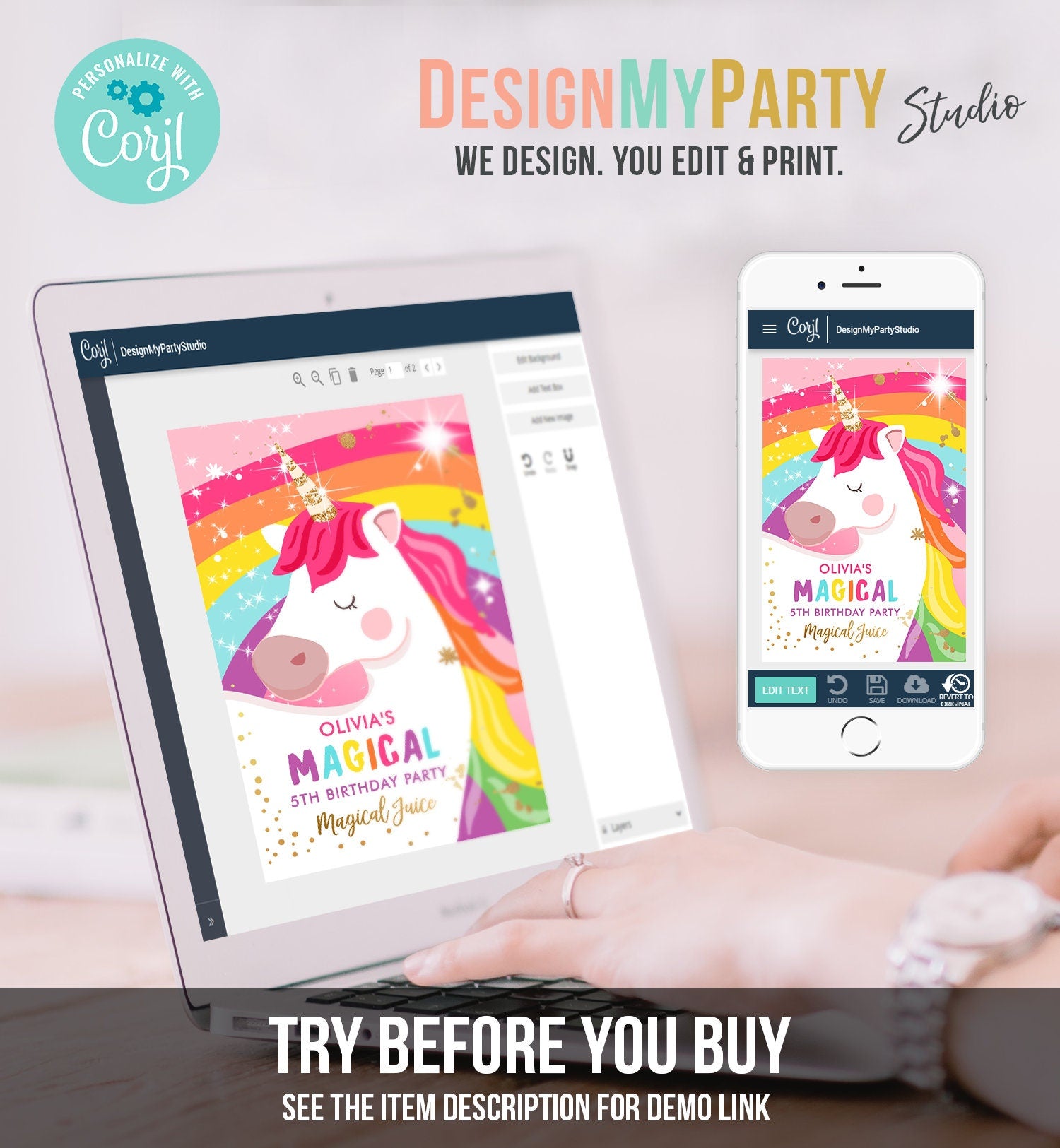 Editable Unicorn Juice Pouch Label Juice Favors Magical Unicorn Birthday Party Girl Pink Rainbow Digital Download Template Printable 0323