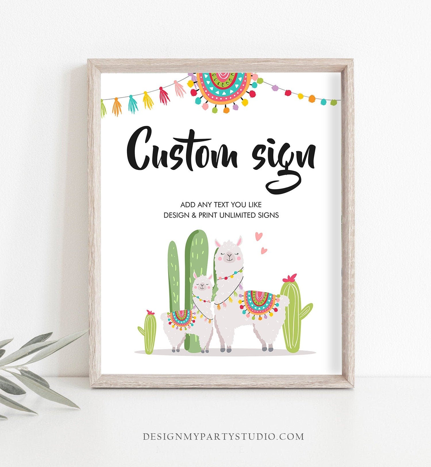 Editable Custom Sign Llama Fiesta Cactus Sign Fiesta Decor Table Sign Baby Shower Decor 8x10 Digital Download Template PRINTABLE 0079