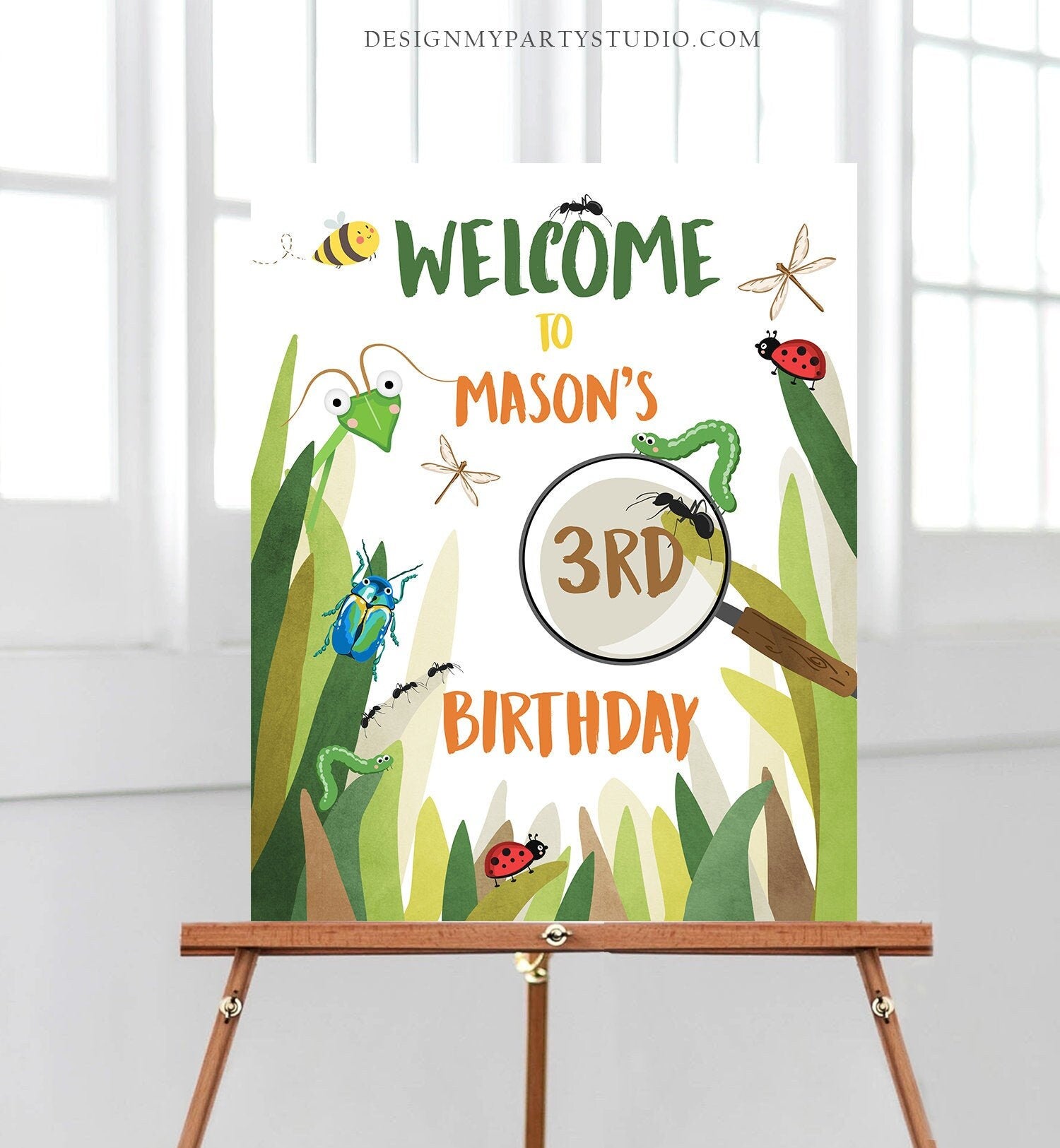 Editable Bug Birthday Welcome Sign Boy Bug Party Outdoor Bug Hunt Birthday Sign Table Sign Bugging Download Corjl Template PRINTABLE 0090