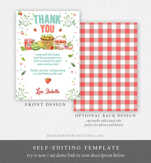 Editable Farmers Market Thank You Card Birthday Strawberry Home Grown Veggies Farm Fruits Market Download Printable Template Corjl 0144