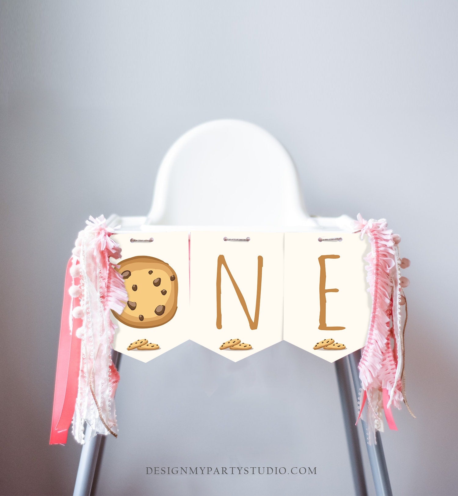 Cookies High Chair Banner Cookies 1st First Birthday Party Boy High Chair ONE Banner Party Decor Milk and Cookies PRINTABLE Digital 0088